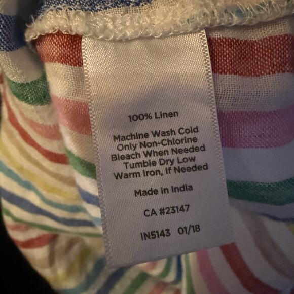 Talbots 100% Linen Rainbow V-neck Smock Tunic Beach Boho Blouse Top Wms X-Large - Picture 9 of 9